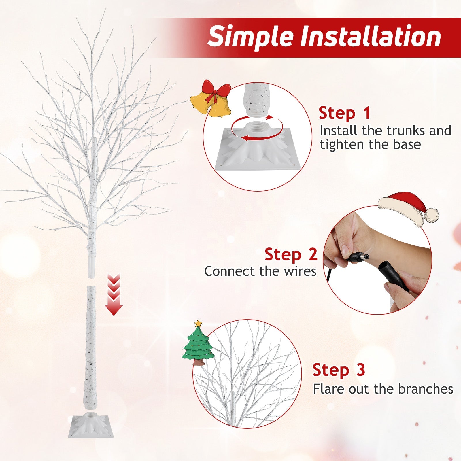 DirectDeals Lighted birch tree set of 3, 4/5/6 ft pre-lit artificial Christmas trees on Tampa Home & Garden Store