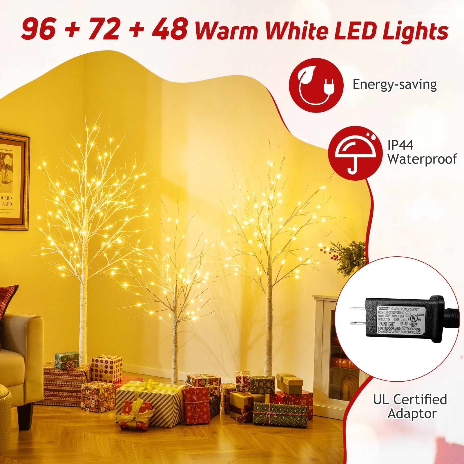 DirectDeals lighted birch tree trio, 4/5/6 ft warm white LED pre-lit artificial Christmas trees on Tampa Home & Garden Store