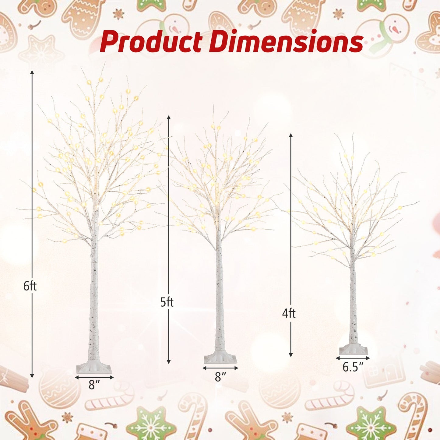 DirectDeals lighted birch tree set of 3 in 6ft, 5ft and 4ft heights with warm LEDs on Tampa Home & Garden Store