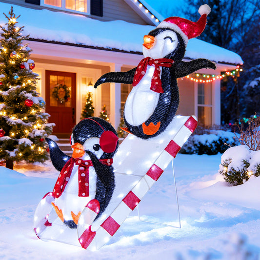 DirectDeals lighted 2 penguin 3D slide ornaments with 170 LEDs, holiday decor on Tampa Home & Garden Store