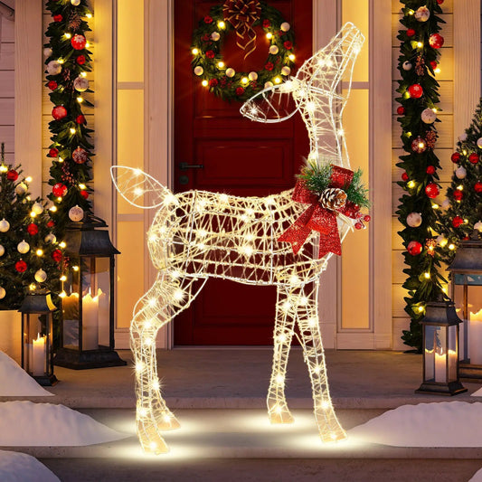 34.5-inch DirectDeals lighted Christmas reindeer lawn ornament with 50 warm white LED lights on Tampa Home & Garden Store