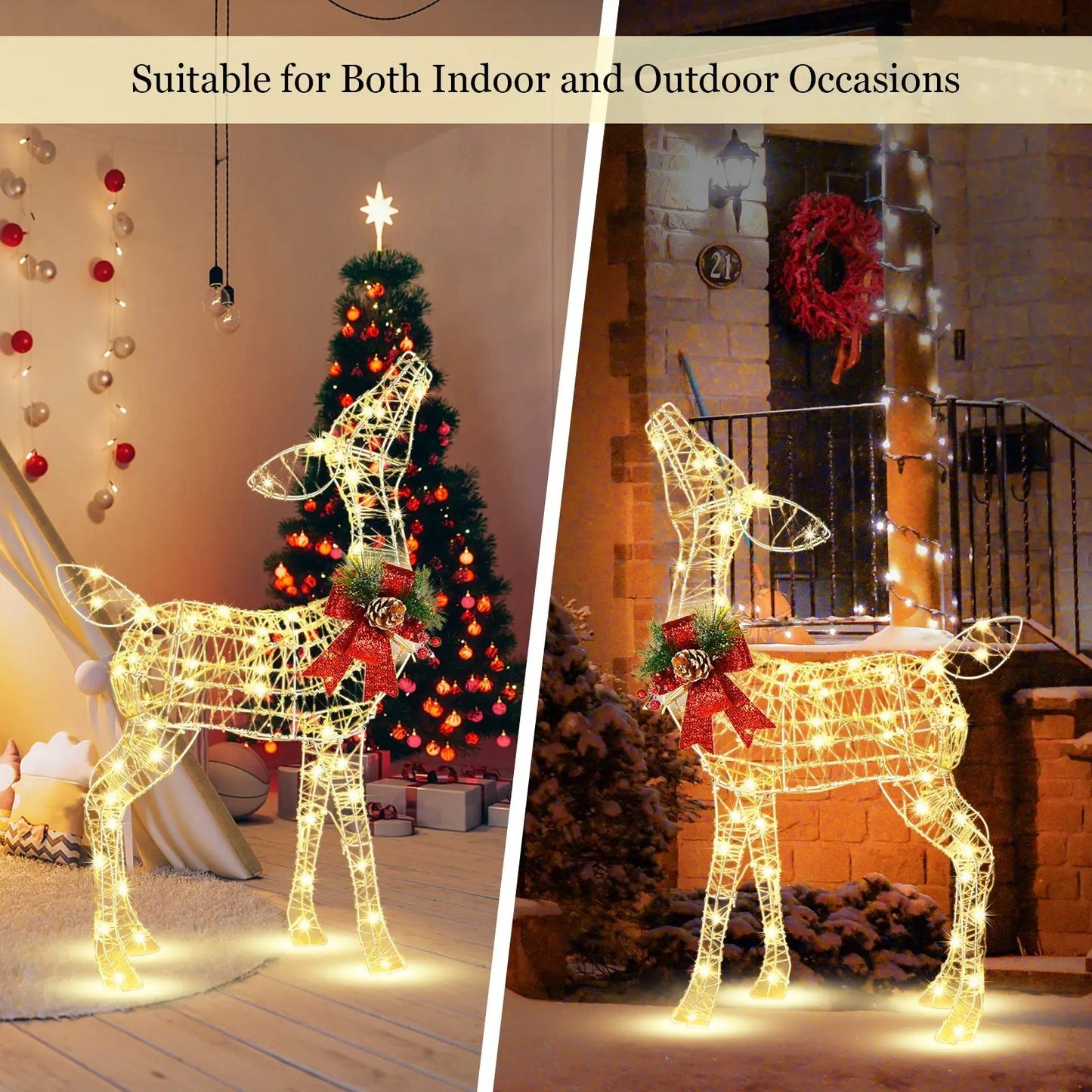 34.5 inch lighted Christmas reindeer decoration with 50 warm white LEDs DirectDeals lawn decor on Tampa Home & Garden Store