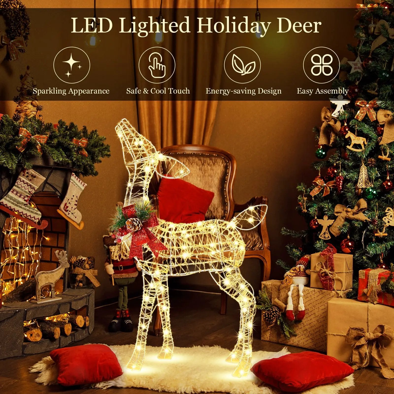 DirectDeals 34.5-inch lighted Christmas reindeer lawn ornament with 50 warm white LEDs on Tampa Home & Garden Store