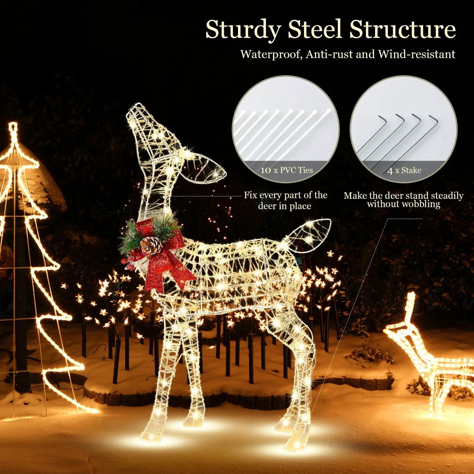 34.5 inch lighted Christmas reindeer lawn ornament with 50 warm white LEDs DirectDeals on Tampa Home & Garden Store