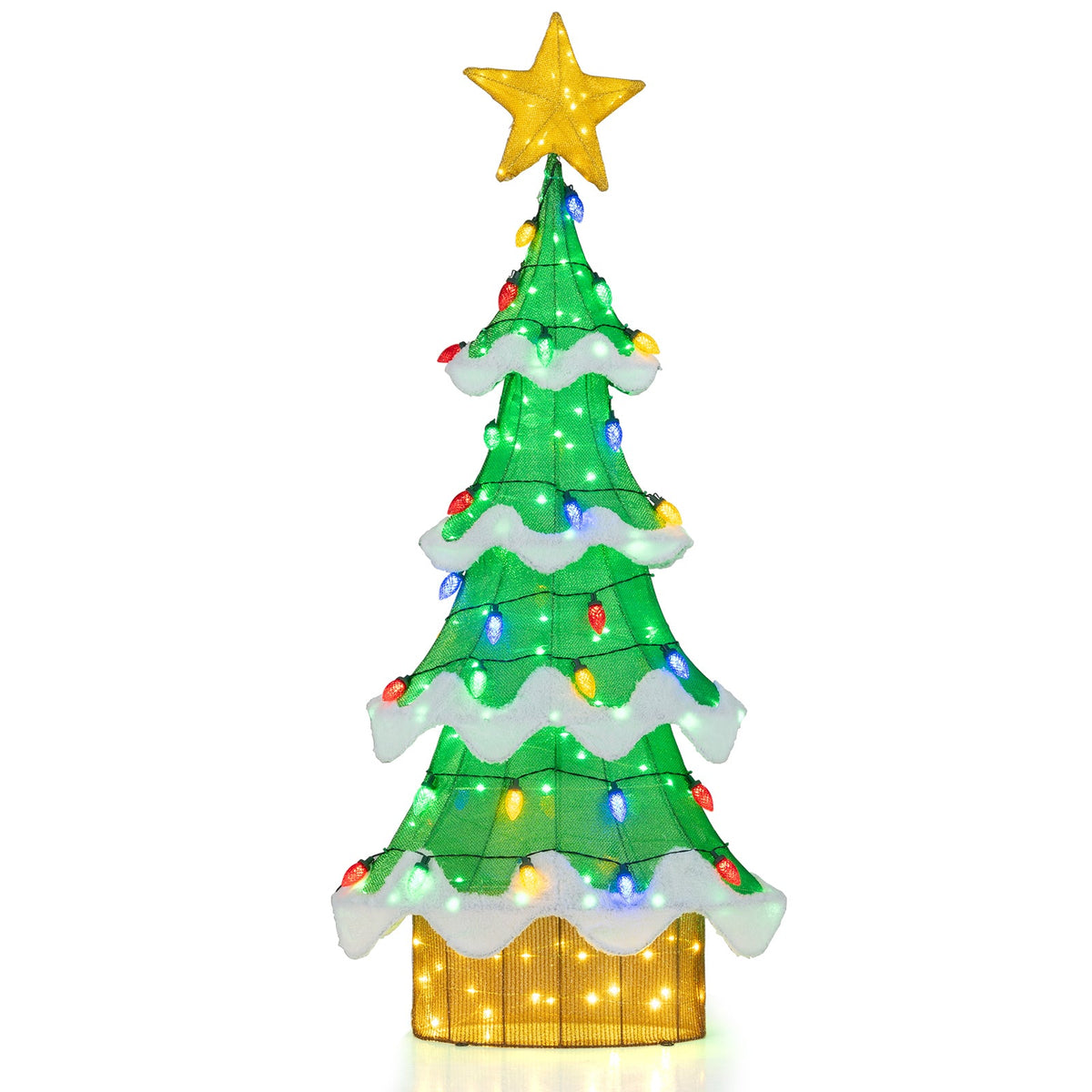 Lighted 3D mesh Christmas tree by DirectDeals, 34 colorful strawberry bulbs, snow trim on Tampa Home & Garden Store