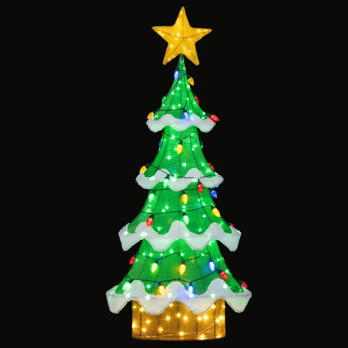Lighted 3D mesh Christmas tree with 34 strawberry bulbs, snow trim, star topper DirectDeals on Tampa Home & Garden Store