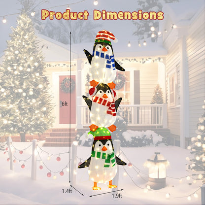 Lighted penguin stack with warm white lights DirectDeals Holiday Ornament on Tampa Home Garden on Tampa Home & Garden Store