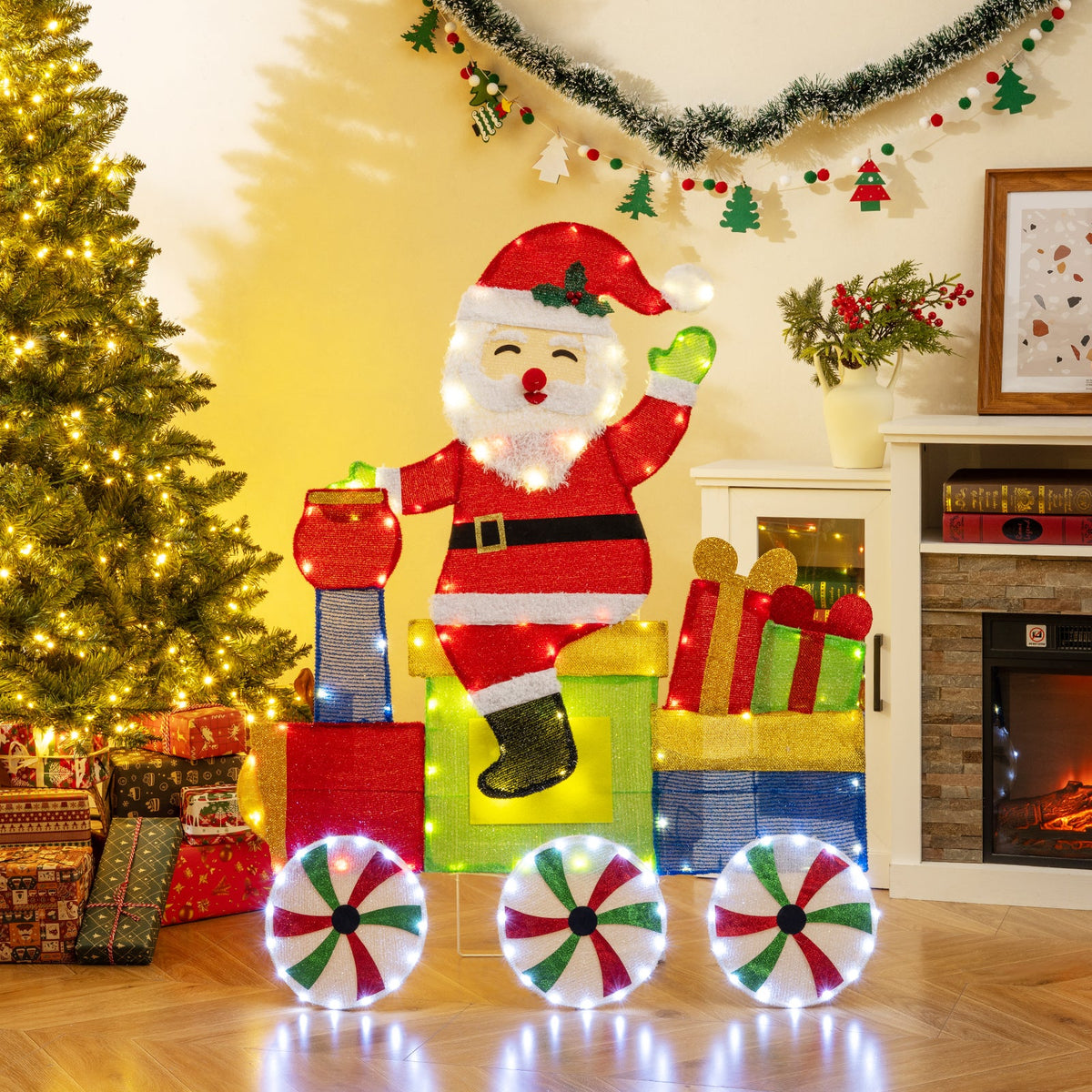 Lighted red Santa on Train Christmas Decoration with LED lights DirectDeals on Tampa Home & Garden Store