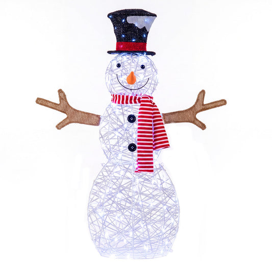 Lighted snowman Christmas decoration by DirectDeals with 80 LED lights, red scarf on Tampa Home & Garden Store