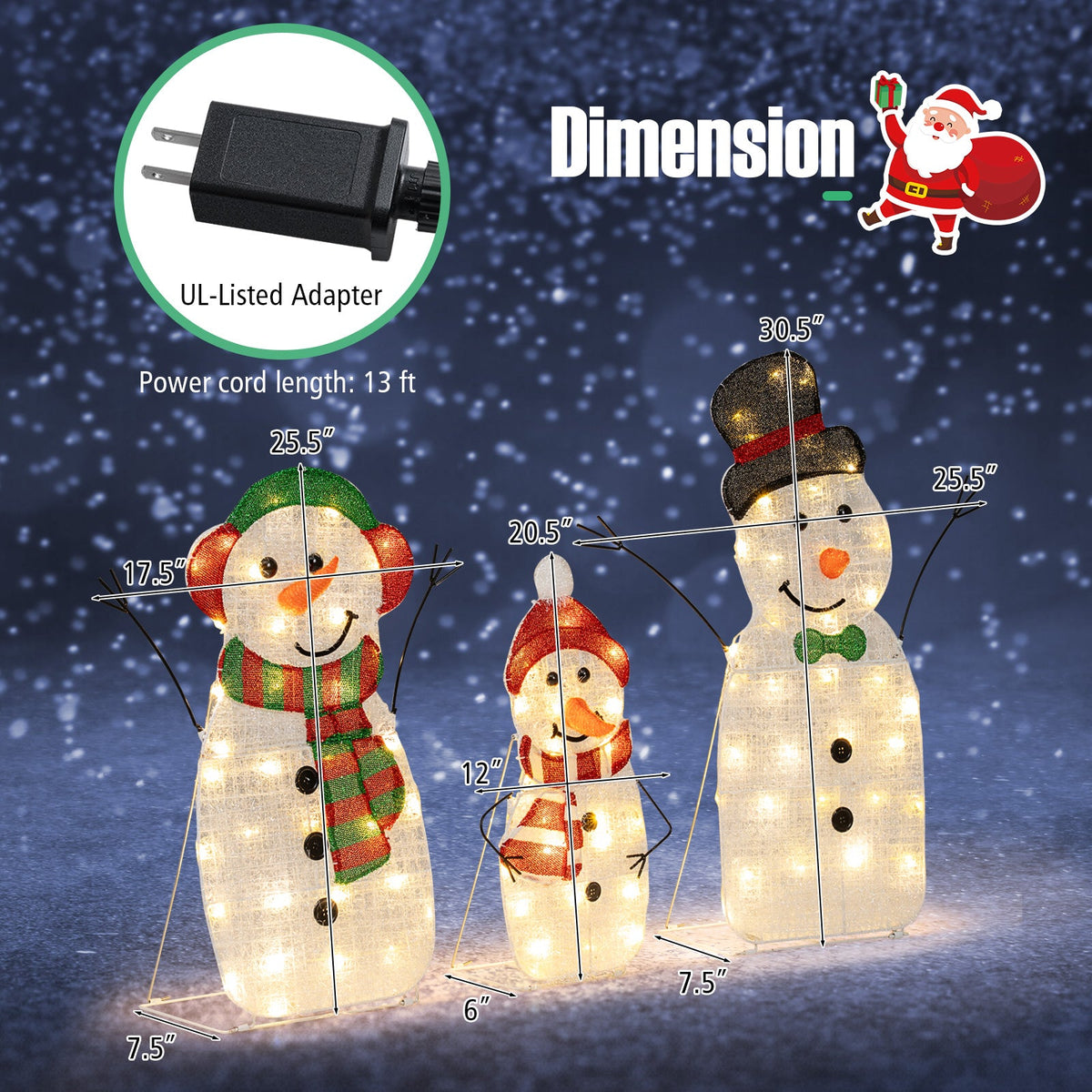 Lighted Snowman Family 3-Piece Set, translucent 2D figures with warm LEDs DirectDeals on Tampa Home & Garden Store
