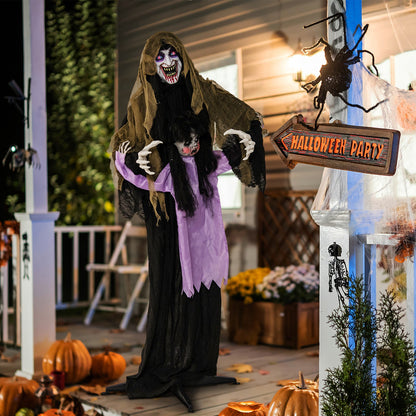Lighted vampire lawn ornament by DirectDeals, LED, hooded robe and purple sash on Tampa Home & Garden Store