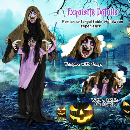 Lighted animated vampire lawn ornament with LED; two hooded figures in cloaks amid pumpkins on Tampa Home & Garden Store