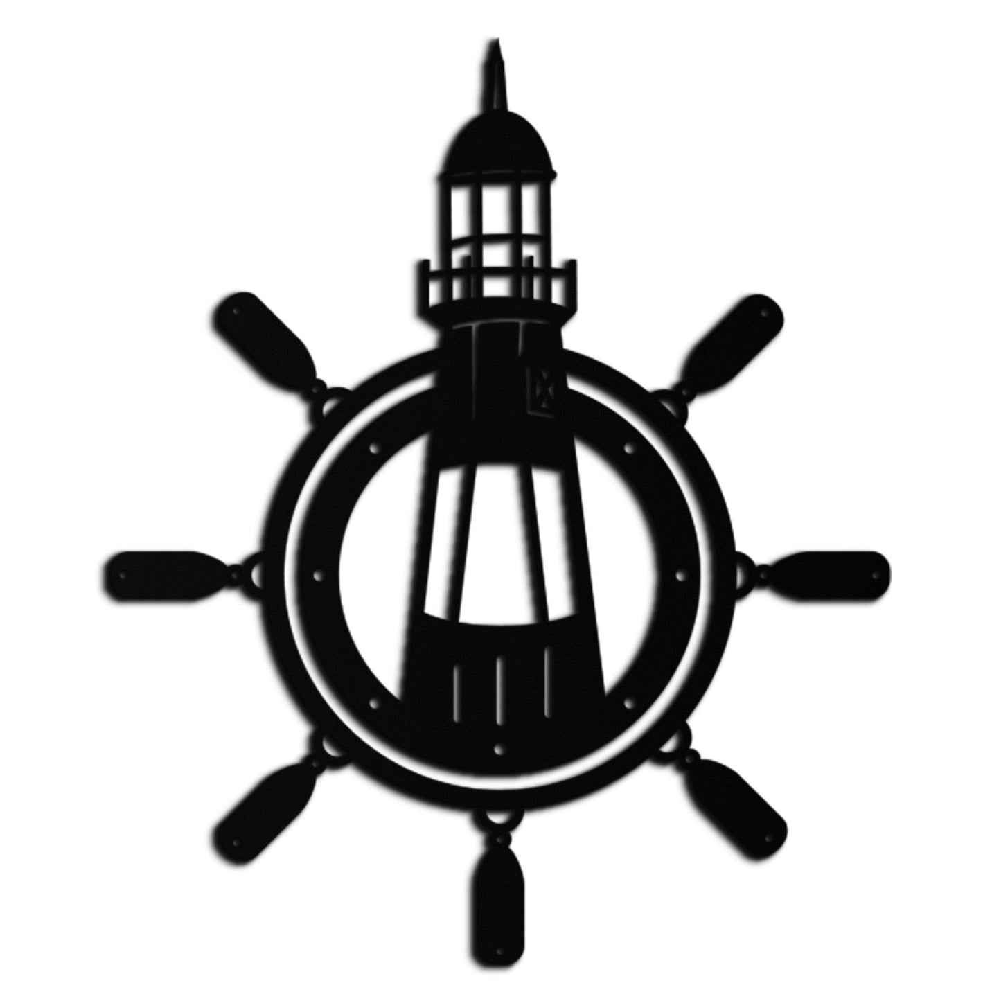 Lighthouse and Ship Wheel Metal Wall Art - Nautical Steel Wall Decor - KAF028 - Tampa Home & Garden Store