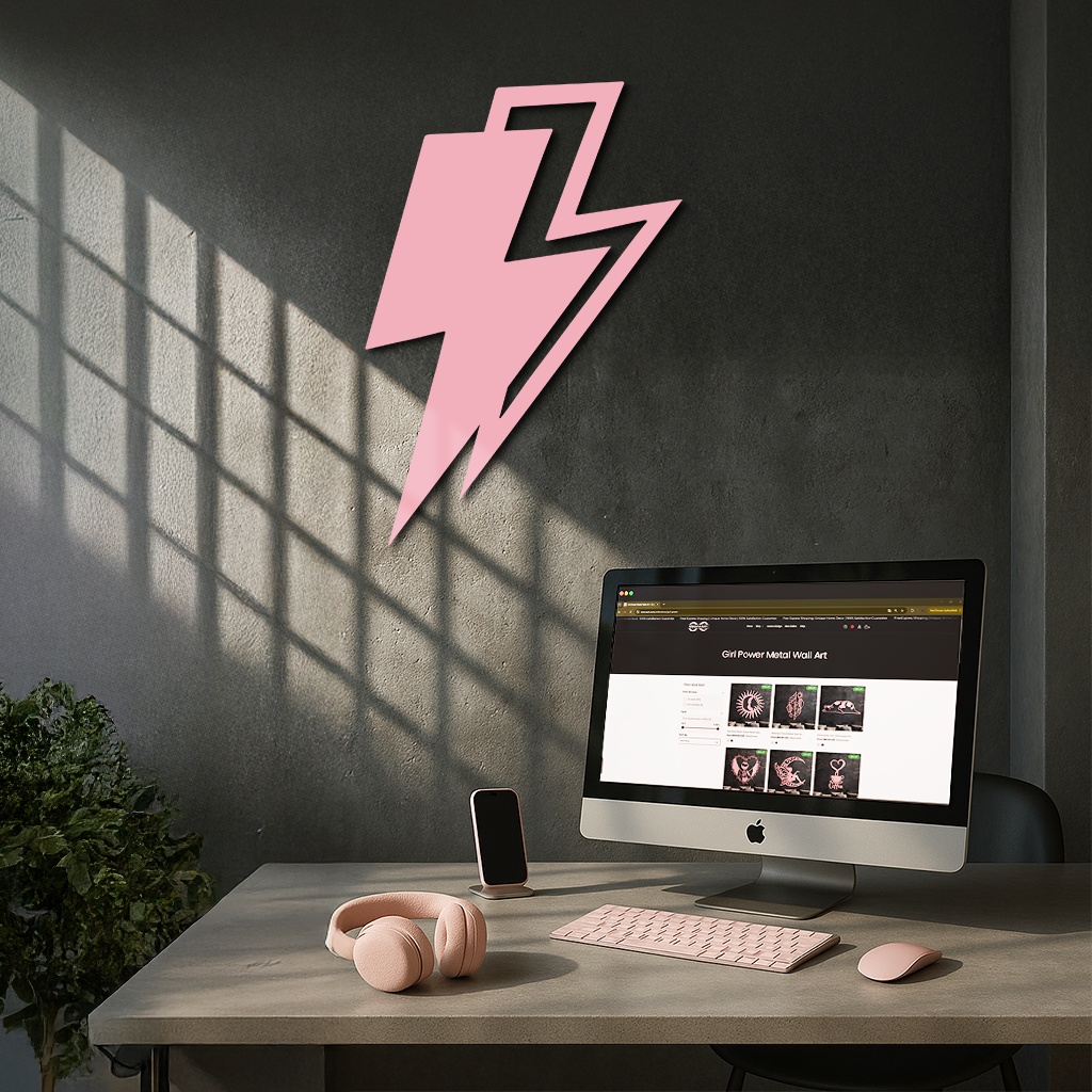 Lightning Bolt Silhouette Metal Wall Art – Modern Power Design - KAFGP069 - Tampa Home & Garden Store