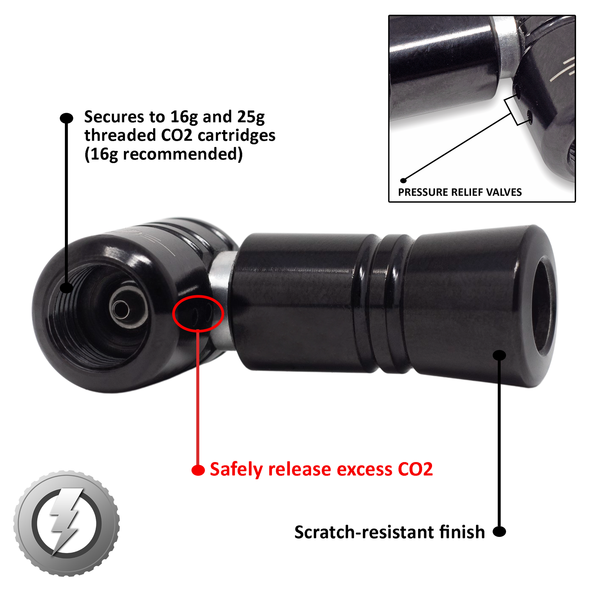 Lightning™ CO2 Inflator for Bike Tires (Presta + Schrader) (CO2 Cartridge Not Included) - Tampa Home & Garden Store