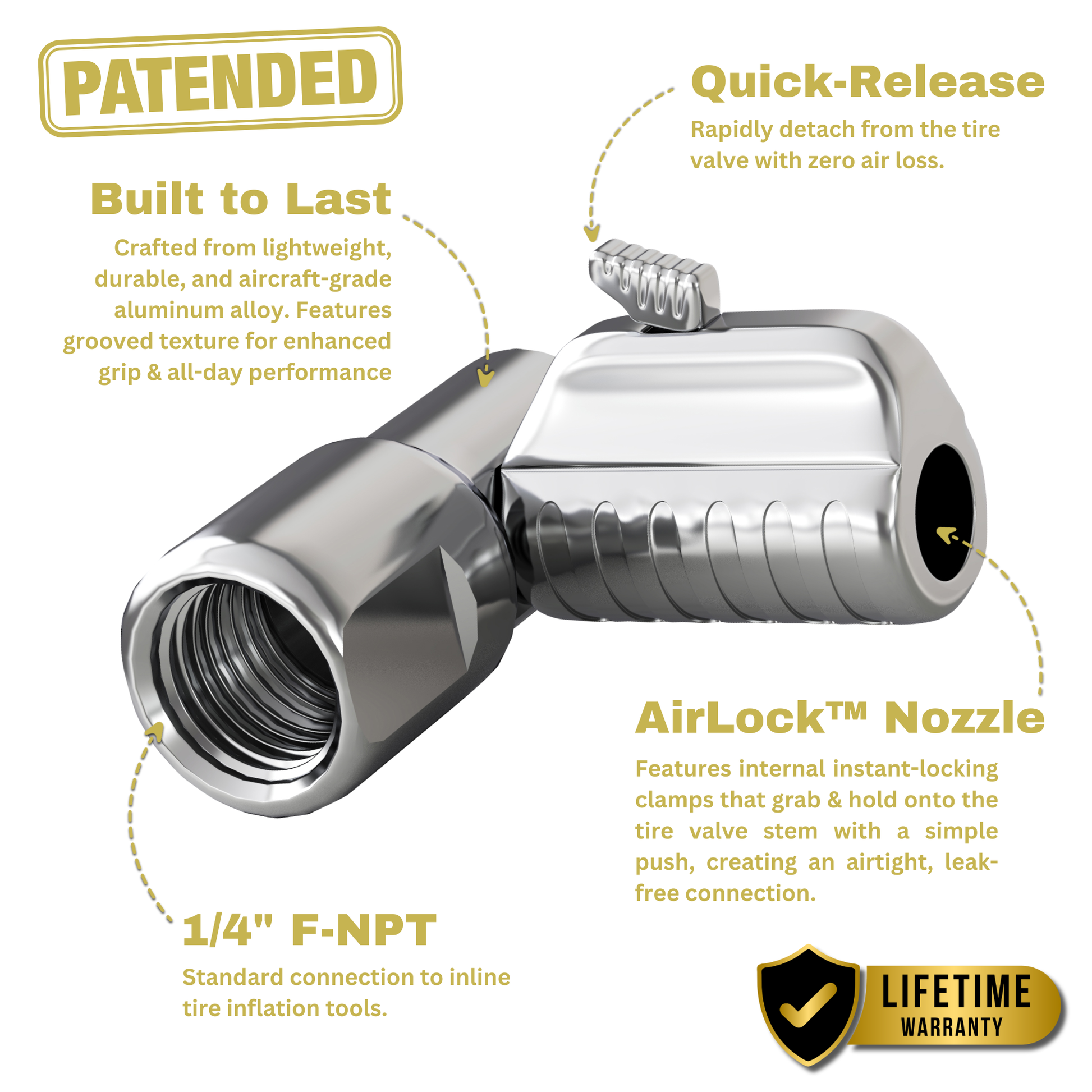 Lightning™ L2-Series Tire Air Chuck - 1/4" F-NPT - Tampa Home & Garden Store