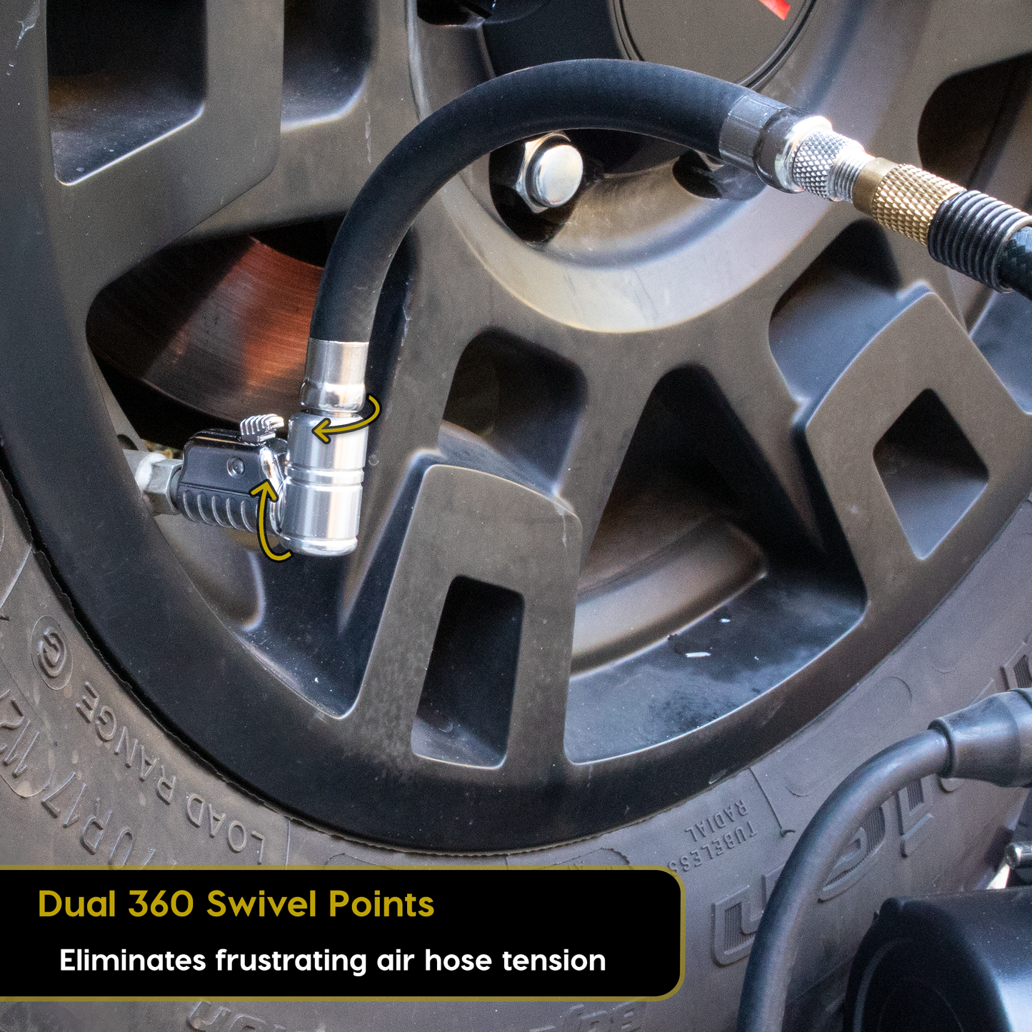 Lightning L2X Tire Inflator Hose Extension Self-Locking Nozzle | Patented Lock-on Air Hose Adapter for Tire Pumps (Open Flow) - Tampa Home & Garden Store