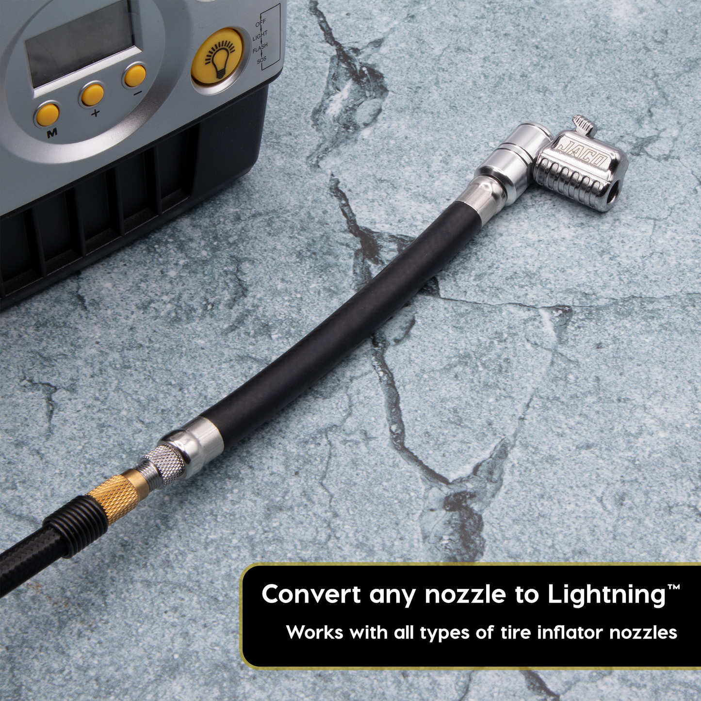 Lightning L2X Tire Inflator Hose Extension Self-Locking Nozzle | Patented Lock-on Air Hose Adapter for Tire Pumps (Open Flow) - Tampa Home & Garden Store