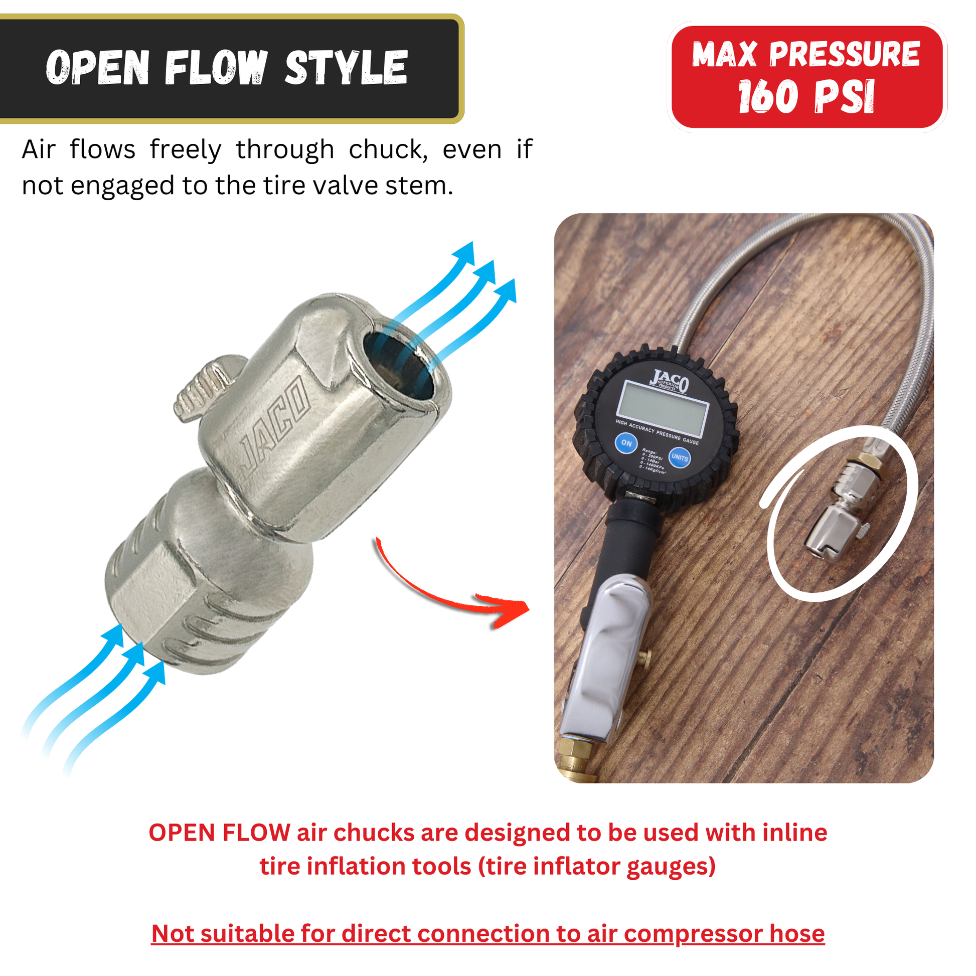 Lightning™ S-Series Tire Air Chuck | Open Flow, 1/4" F-NPT (2-Pack) - Tampa Home & Garden Store