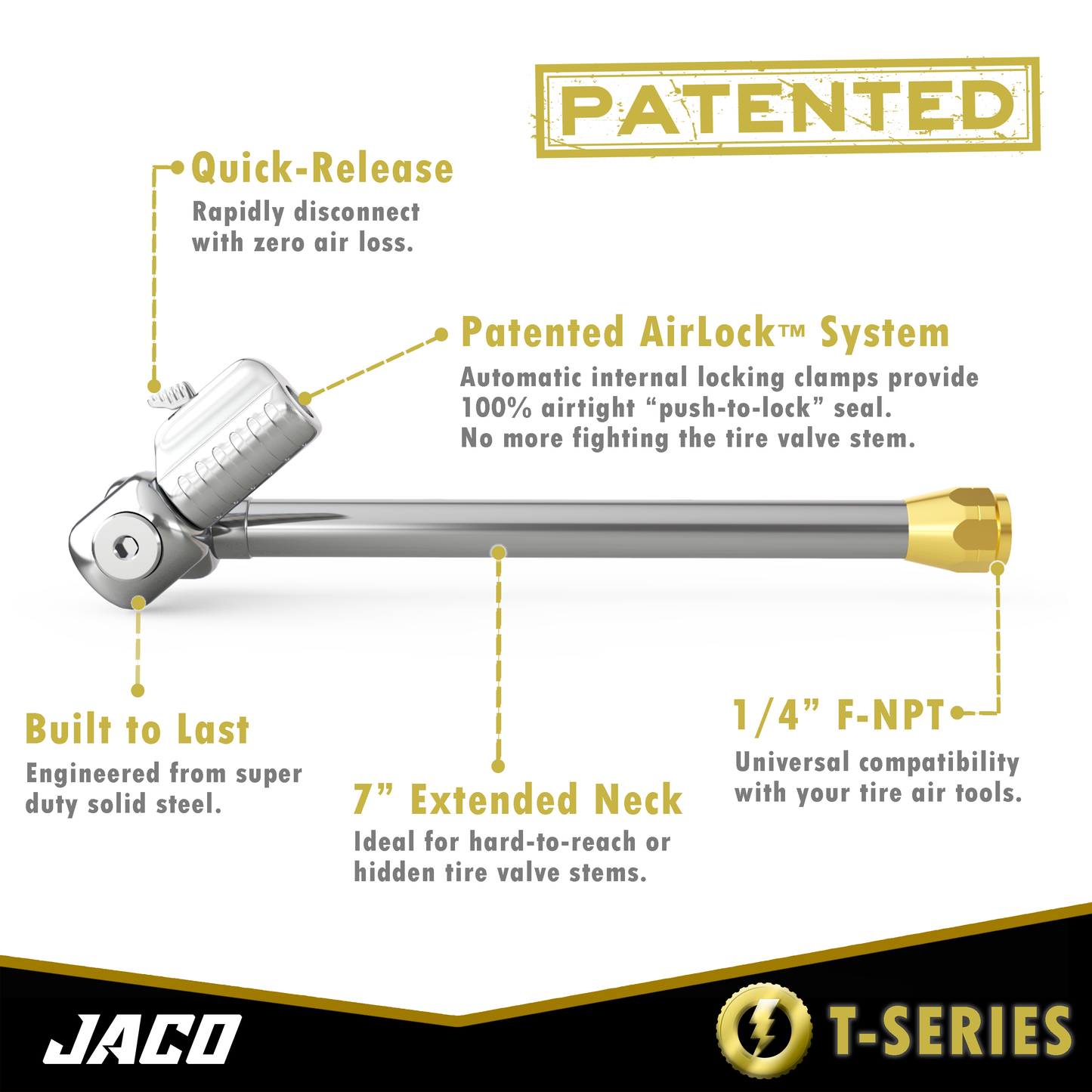 Lightning™ T-Series Tire Air Chuck | Open Flow, 1/4" F-NPT - Tampa Home & Garden Store