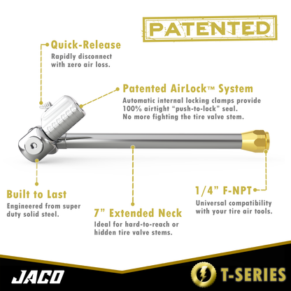 Lightning™ T-Series Tire Air Chuck | Open Flow, 1/4" F-NPT - Tampa Home & Garden Store