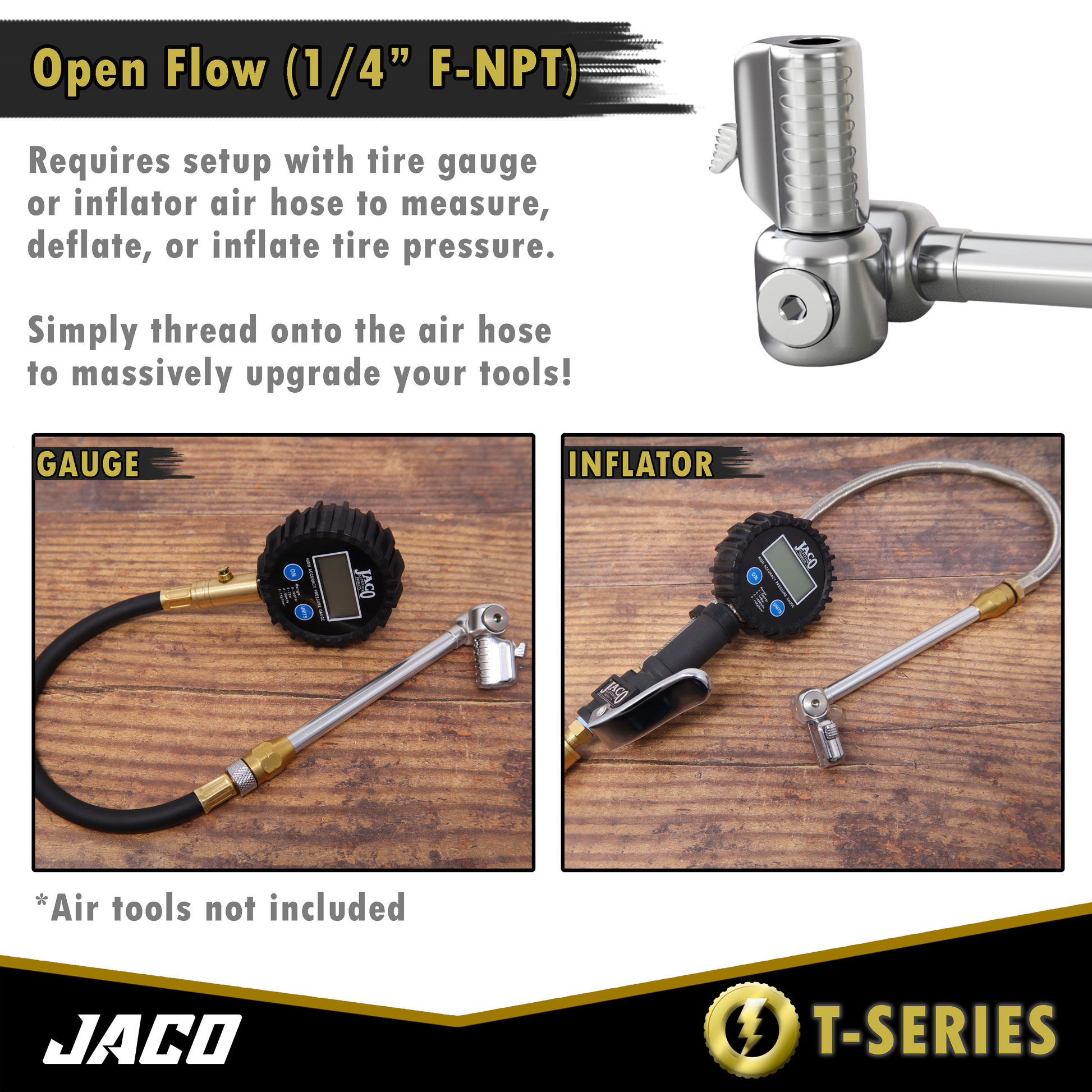 Lightning™ T-Series Tire Air Chuck | Open Flow, 1/4" F-NPT - Tampa Home & Garden Store