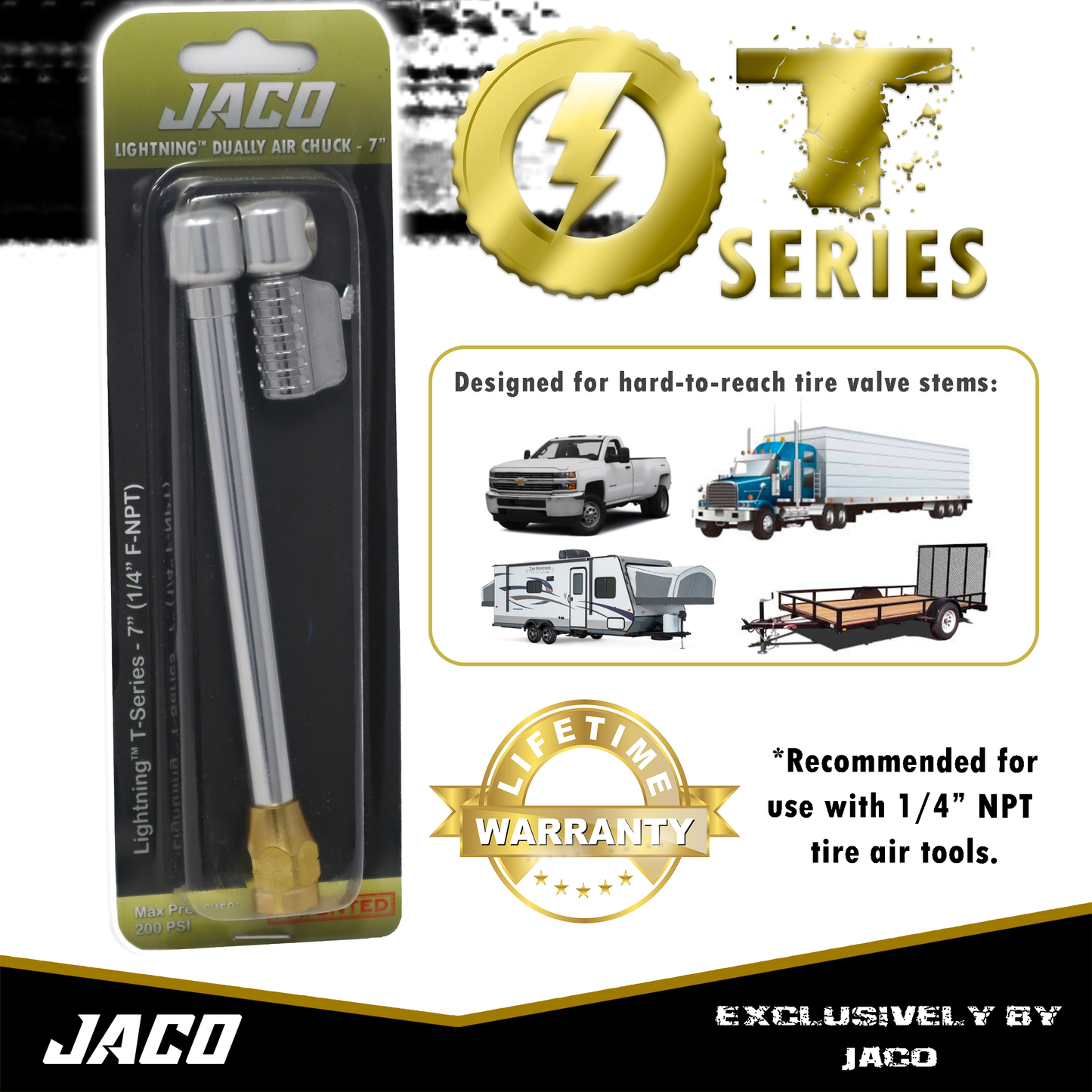Lightning™ T-Series Tire Air Chuck | Open Flow, 1/4" F-NPT - Tampa Home & Garden Store