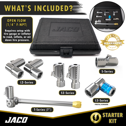 Lightning™ Tire Air Chuck Starter Kit - Patented | Open Flow, 1/4" F-NPT (Set of 7) - Tampa Home & Garden Store
