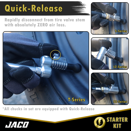Lightning™ Tire Air Chuck Starter Kit - Patented | Open Flow, 1/4" F-NPT (Set of 7) - Tampa Home & Garden Store