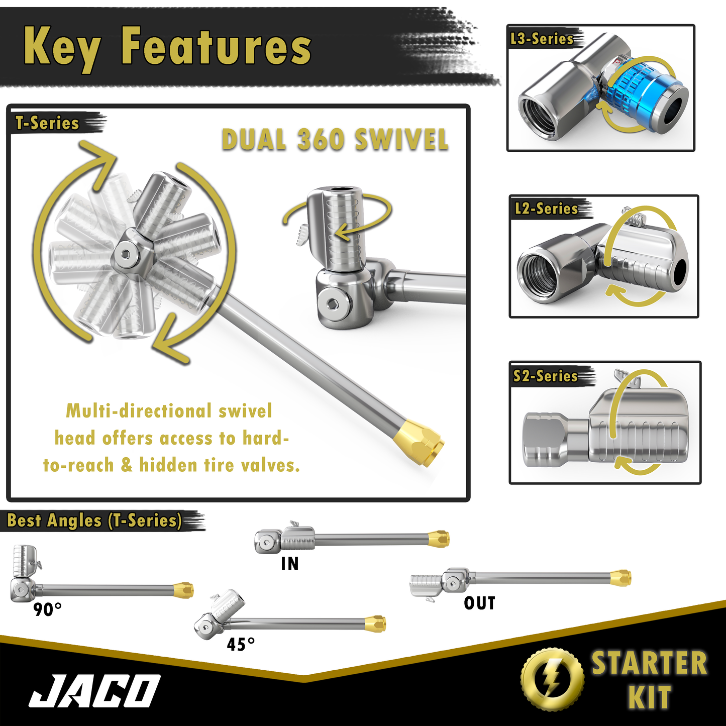 Lightning™ Tire Air Chuck Starter Kit - Patented | Open Flow, 1/4" F-NPT (Set of 7) - Tampa Home & Garden Store