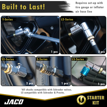 Lightning™ Tire Air Chuck Starter Kit - Patented | Open Flow, 1/4" F-NPT (Set of 7) - Tampa Home & Garden Store