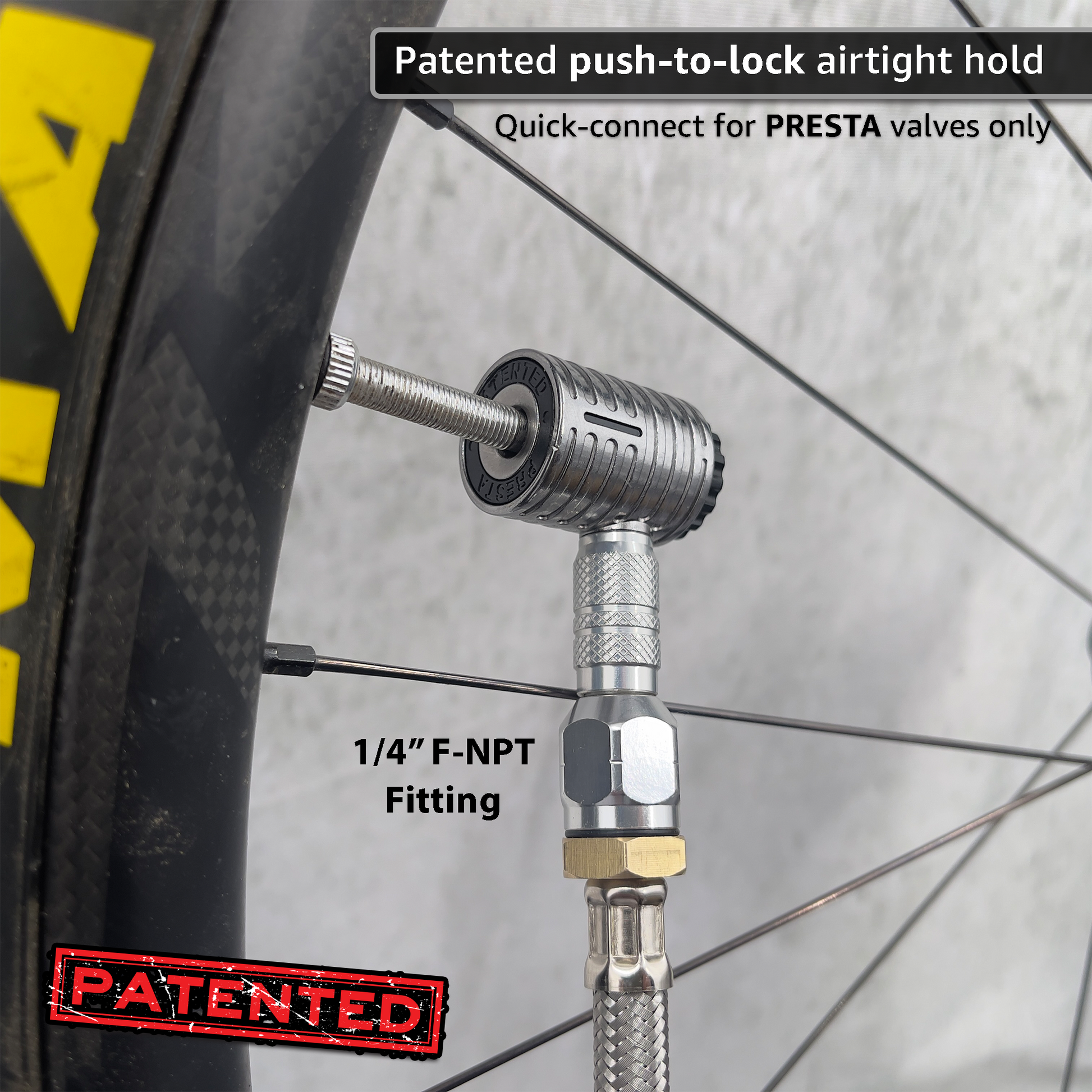 Lightning™ XP Locking Presta Air Chuck for Bike Tires - 1/4" F-NPT (Presta Valves) - Tampa Home & Garden Store