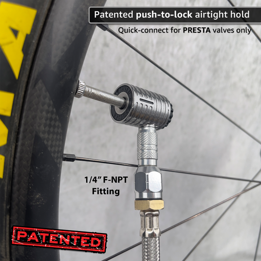 Lightning™ XP Locking Presta Air Chuck for Bike Tires - 1/4" F-NPT (Presta Valves) - Tampa Home & Garden Store