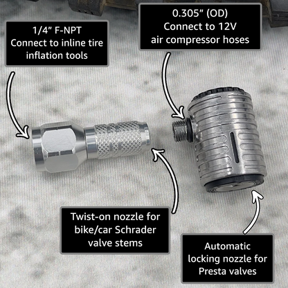 Lightning™ XP Locking Presta Air Chuck for Bike Tires - 1/4" F-NPT (Presta Valves) - Tampa Home & Garden Store