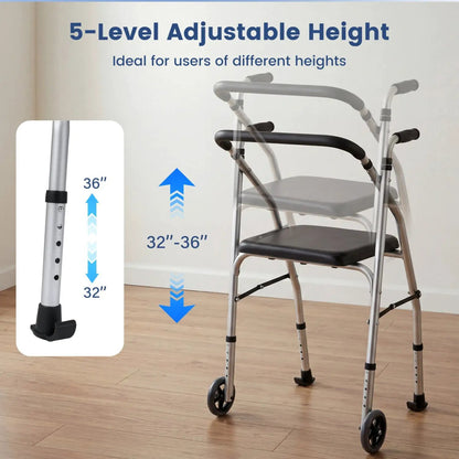 Lightweight Aluminum Mobility Walker with 2 Wheels