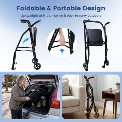Lightweight Aluminum Mobility Walker with 2 Wheels