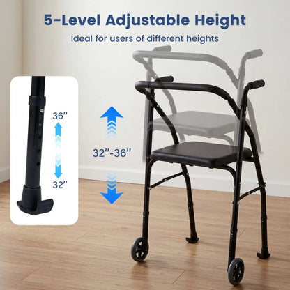 Lightweight Aluminum Mobility Walker with 2 Wheels