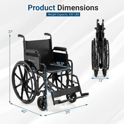 Folding Wheelchair for Adults with Swing Footrest