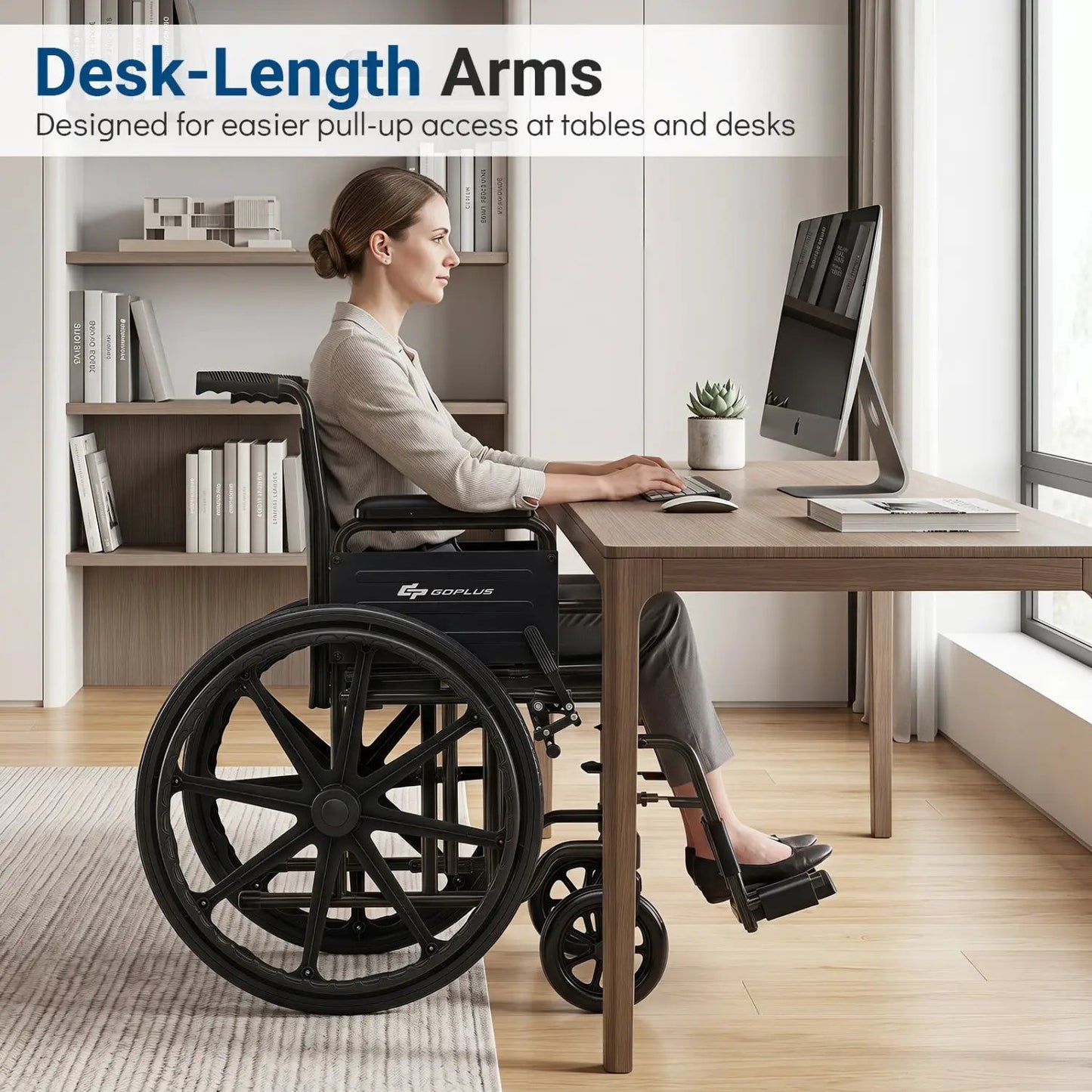 Folding Wheelchair for Adults with Swing Footrest