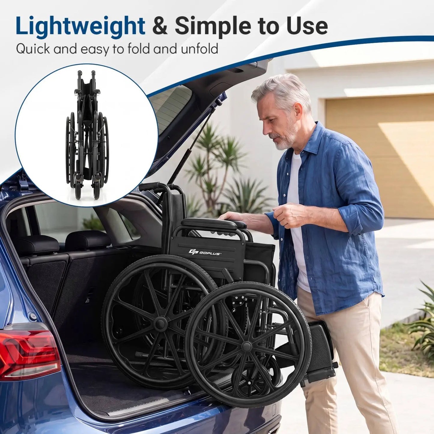Folding Wheelchair for Adults with Swing Footrest
