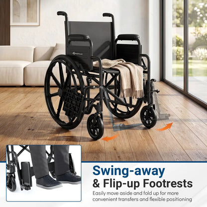 Folding Wheelchair for Adults with Swing Footrest