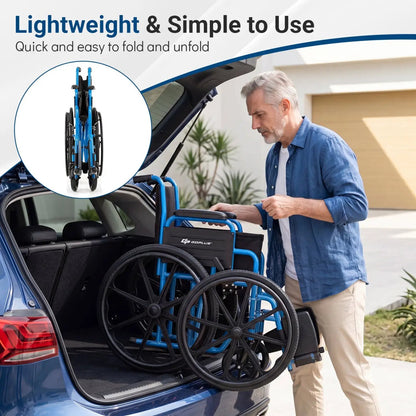 Folding Wheelchair for Adults with Swing Footrest