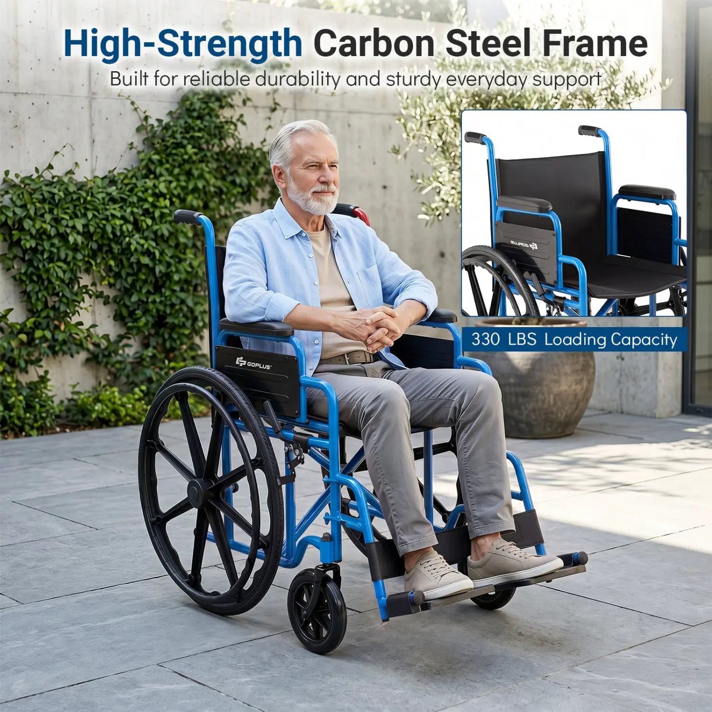 Folding Wheelchair for Adults with Swing Footrest