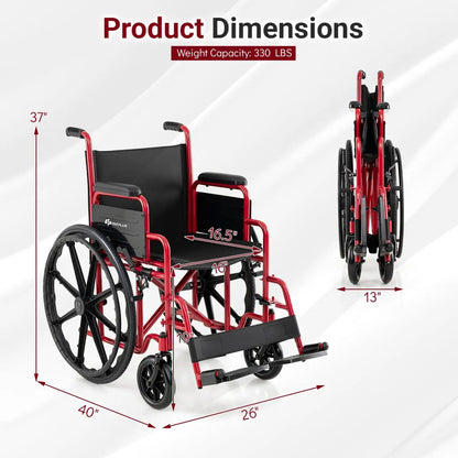 Folding Wheelchair for Adults with Swing Footrest
