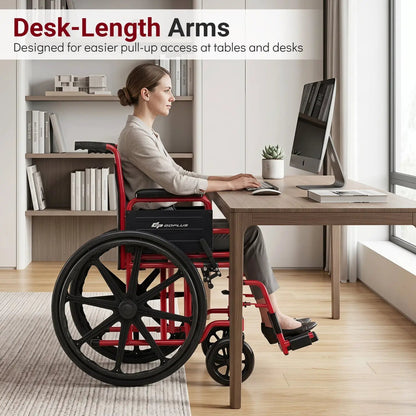 Folding Wheelchair for Adults with Swing Footrest