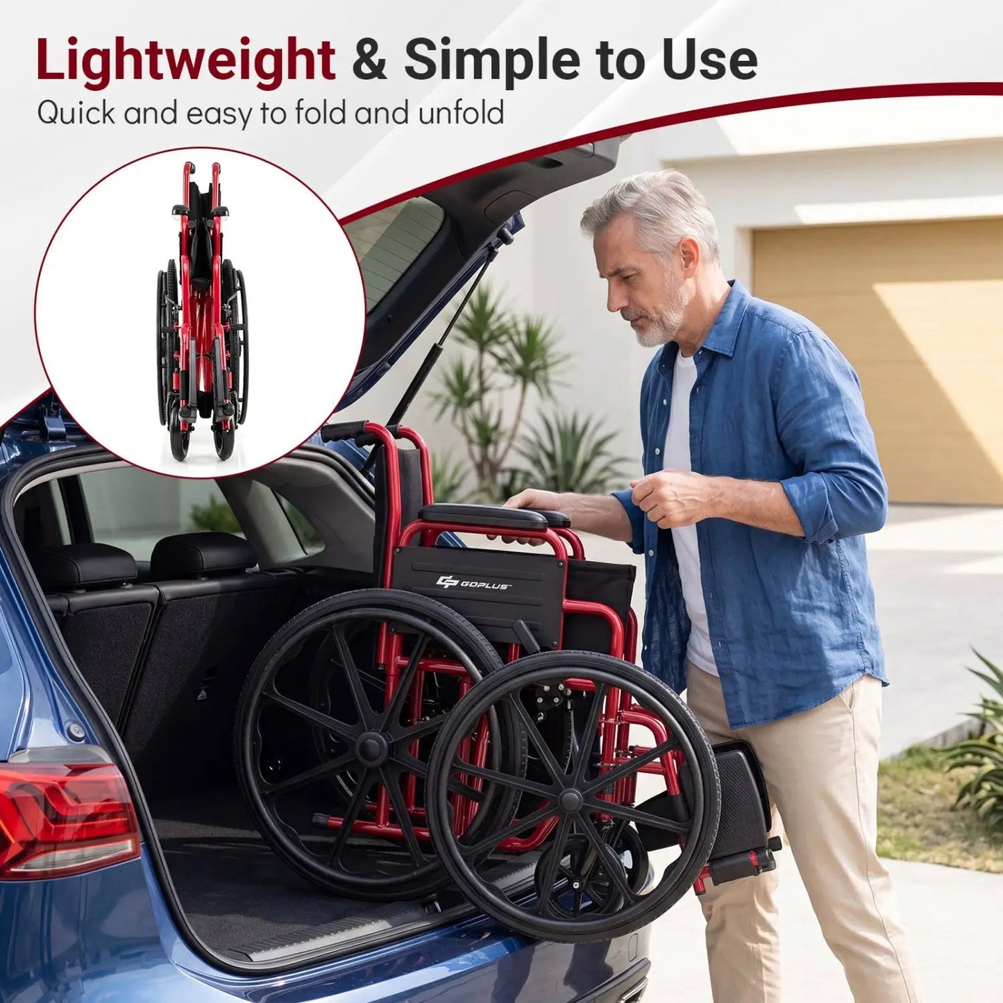 Folding Wheelchair for Adults with Swing Footrest