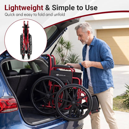 Folding Wheelchair for Adults with Swing Footrest