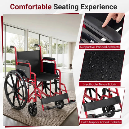 Folding Wheelchair for Adults with Swing Footrest