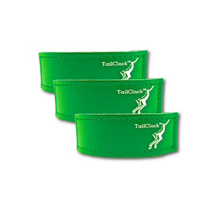 TailCinch Equine Tail Ties set of 3 in bright green bands with TailCinch logo on Tampa Home & Garden Store