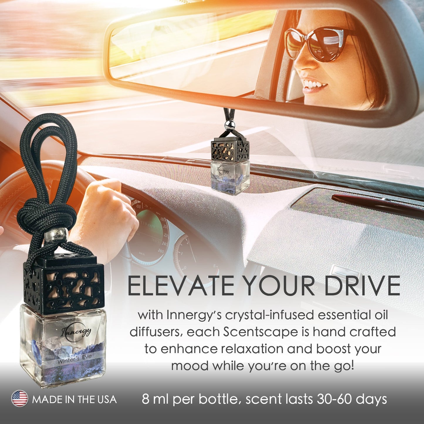 Limited Edition: Winters Eve Crystal-Enhanced Oil Diffuser, Car Air Freshener, 8ml - Tampa Home & Garden Store
